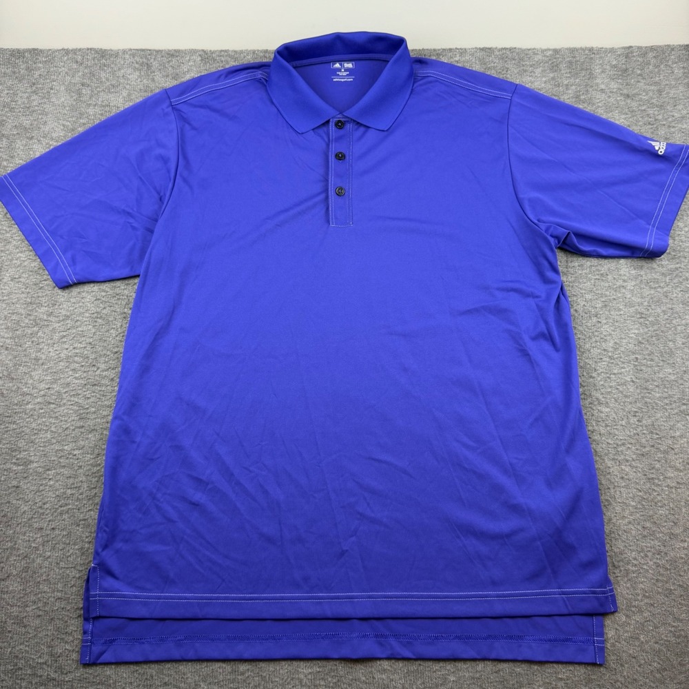 Adidas Golf Polo‎ Shirt Men's Size Medium Purple Short Sleeve Performance Logo